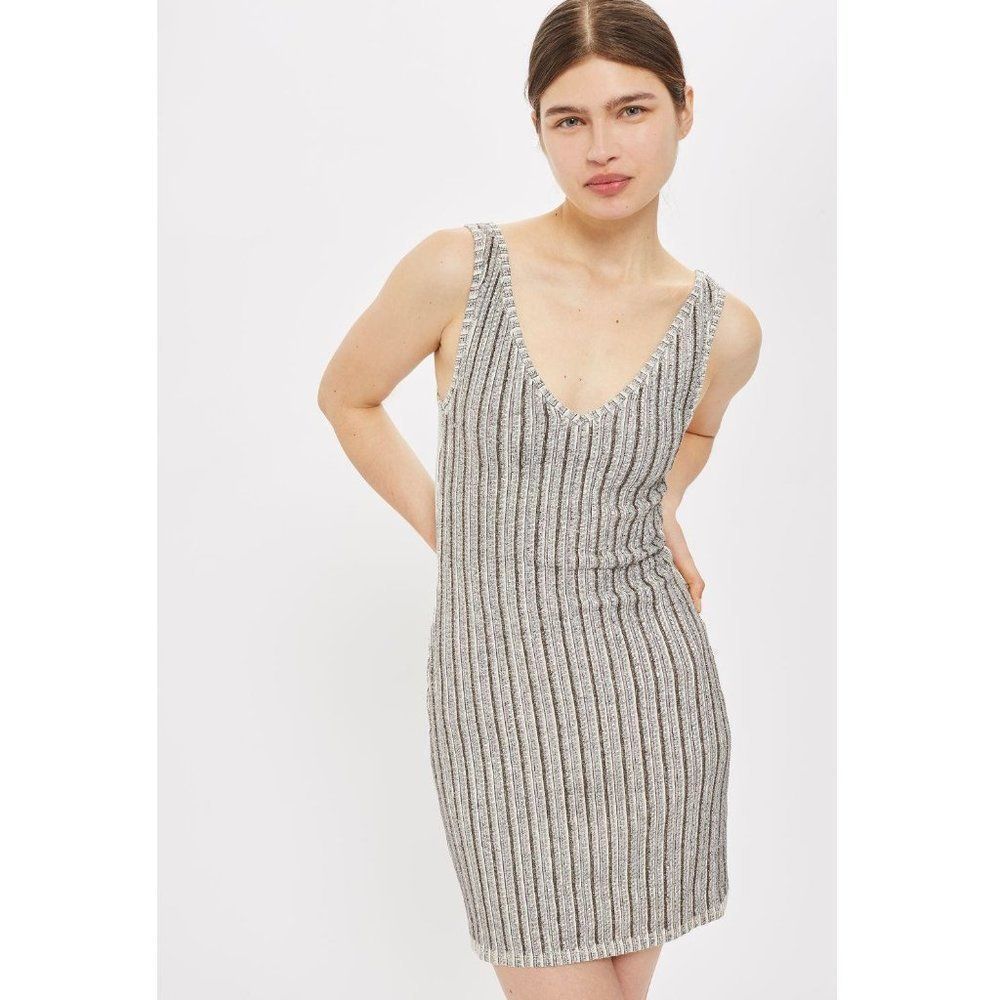 Topshop Sequin Ribbed Tunic Dress
